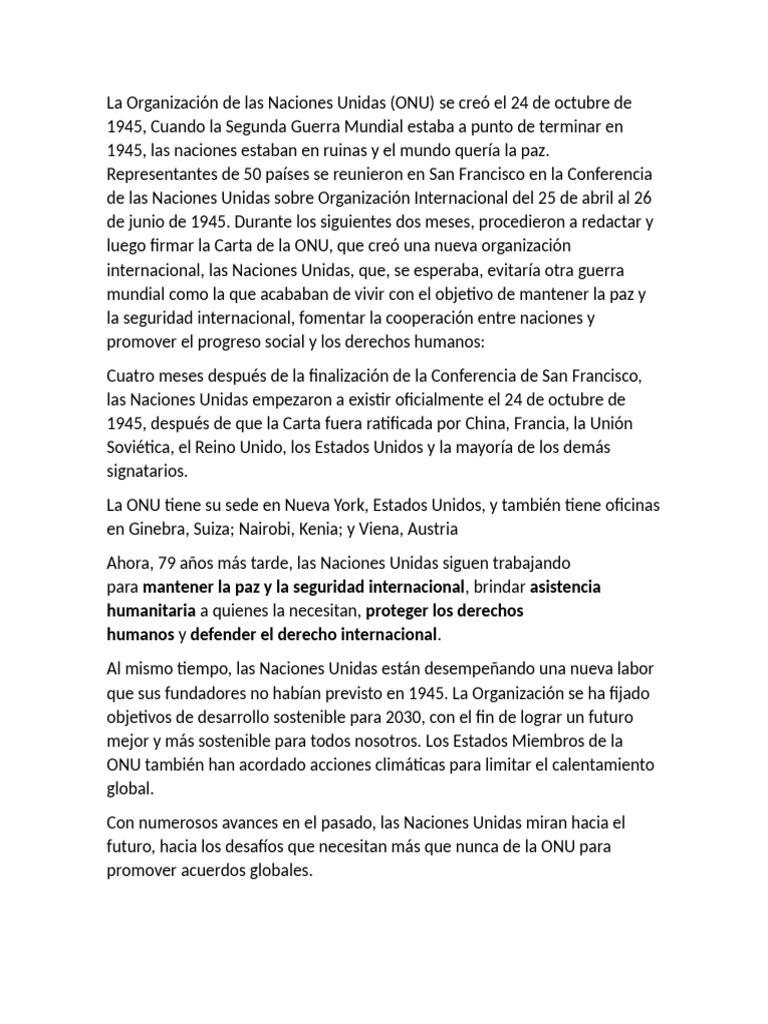 La Organización de Las Naciones Unidas | PDF | Naciones Unidas ...