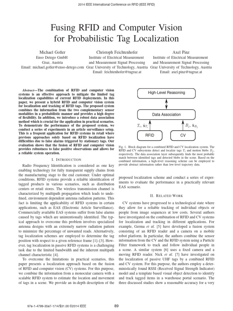 RFID and Computer Vision Tag Localization | PDF | Radio Frequency ...
