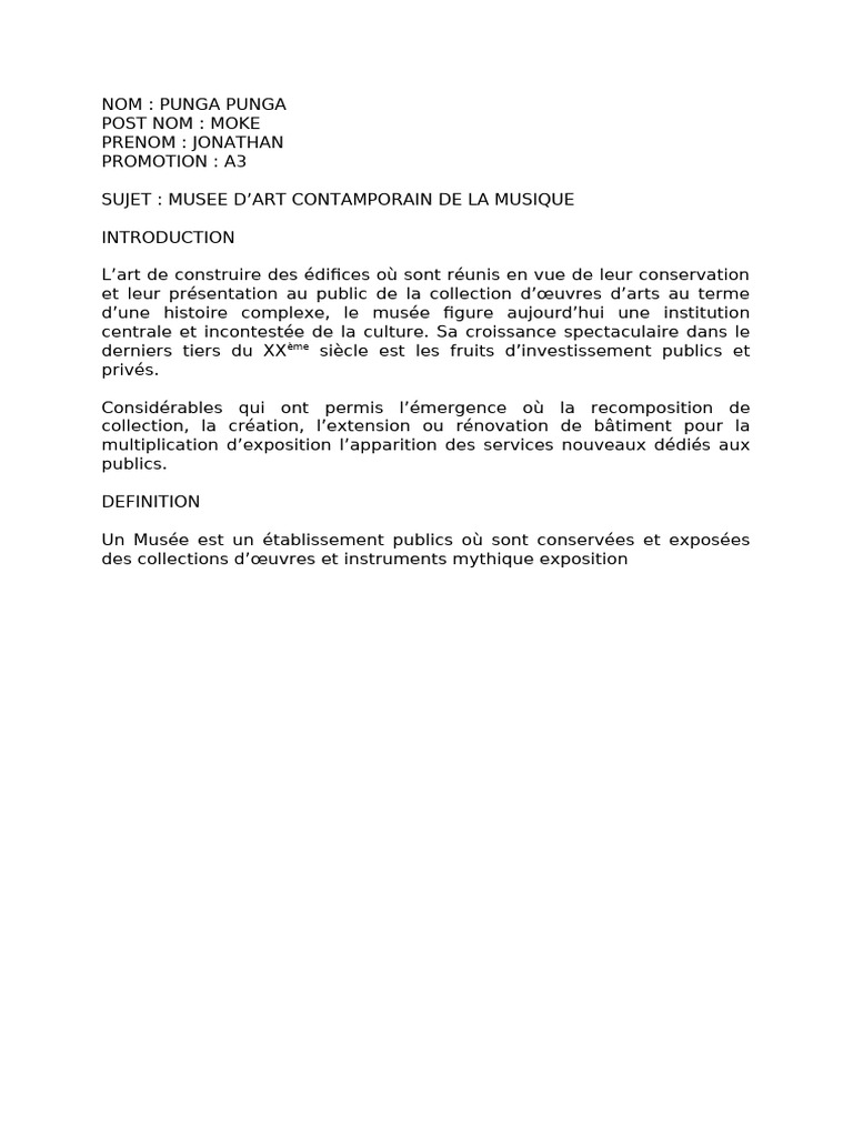 Punga Punga : Musée d'Art Contemporain | PDF | Sciences sociales | Art