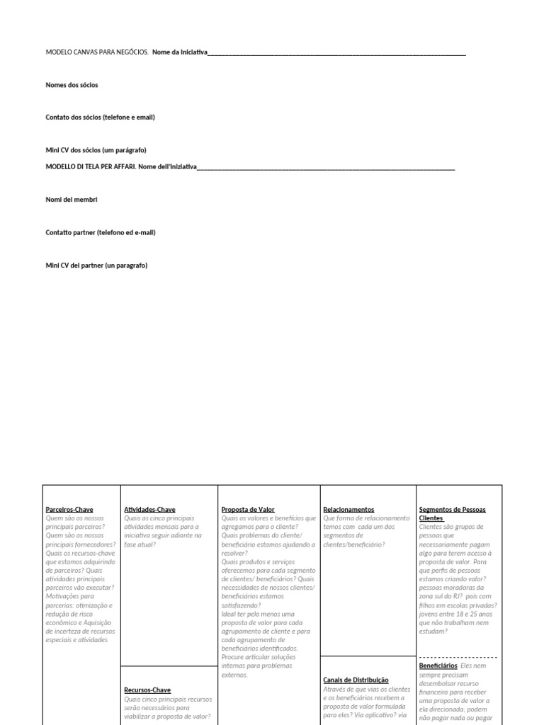 Modelo Canvas para Planejamento de Negócios | PDF | Business | Economias