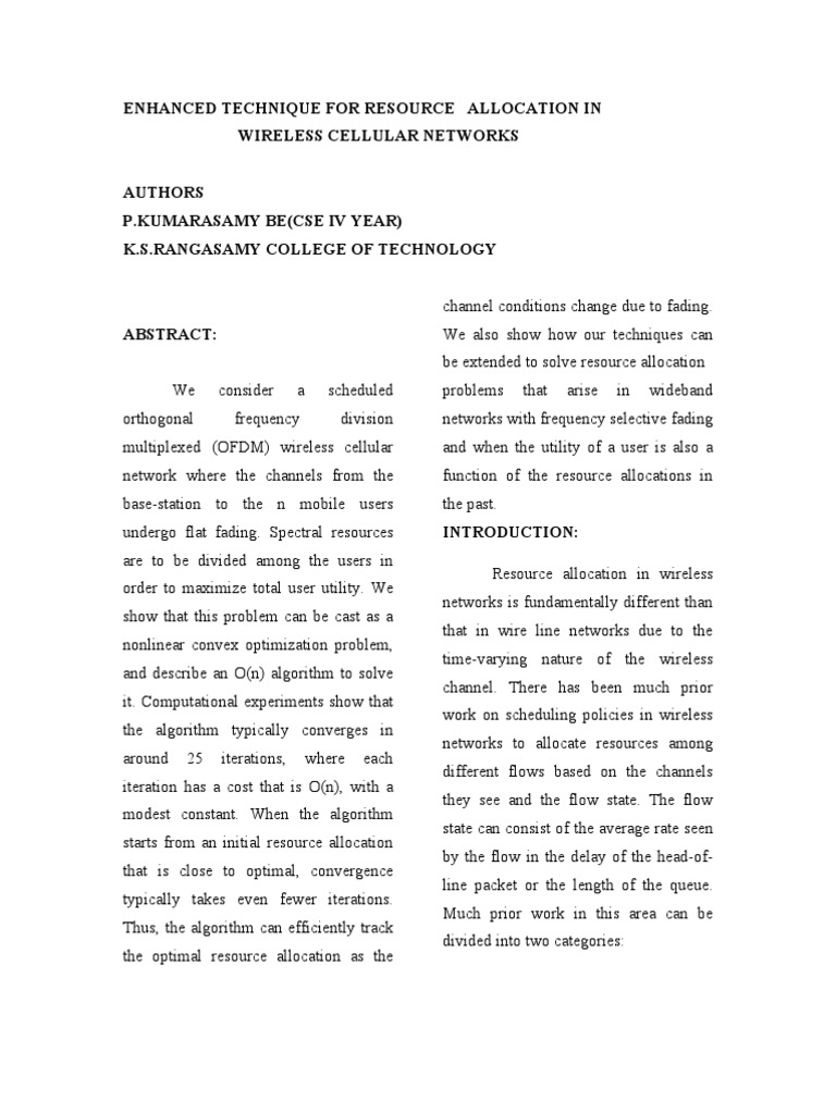 Enhanced Technique For Resource Allocation in | PDF | Scheduling ...