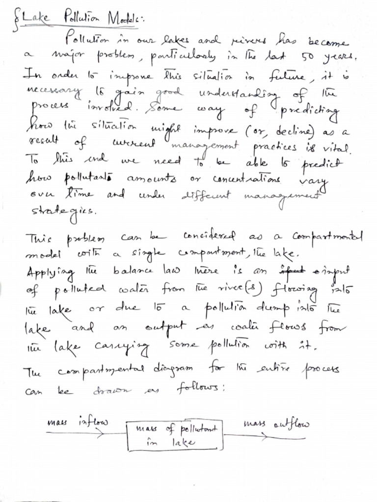 Unit 2 diff equation lake pollution model pdf
