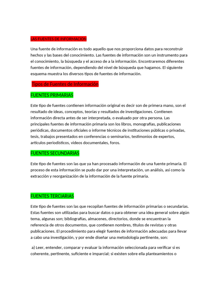 Las Fuentes de Informacion | PDF | Información | Credibilidad