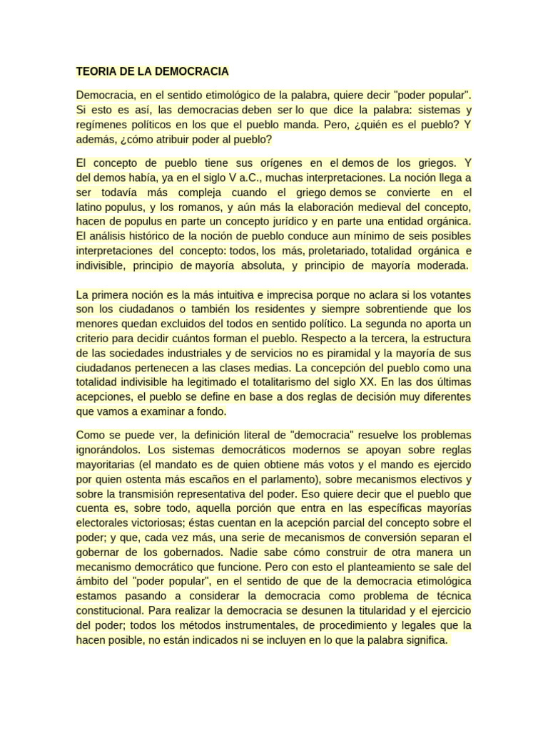 Teoría de la Democracia y Poder Popular | PDF | Ejecutivo (gobierno ...