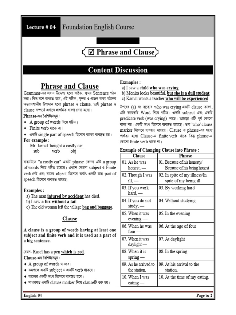 4 Phrase and Clause | PDF | Adverb | Adjective