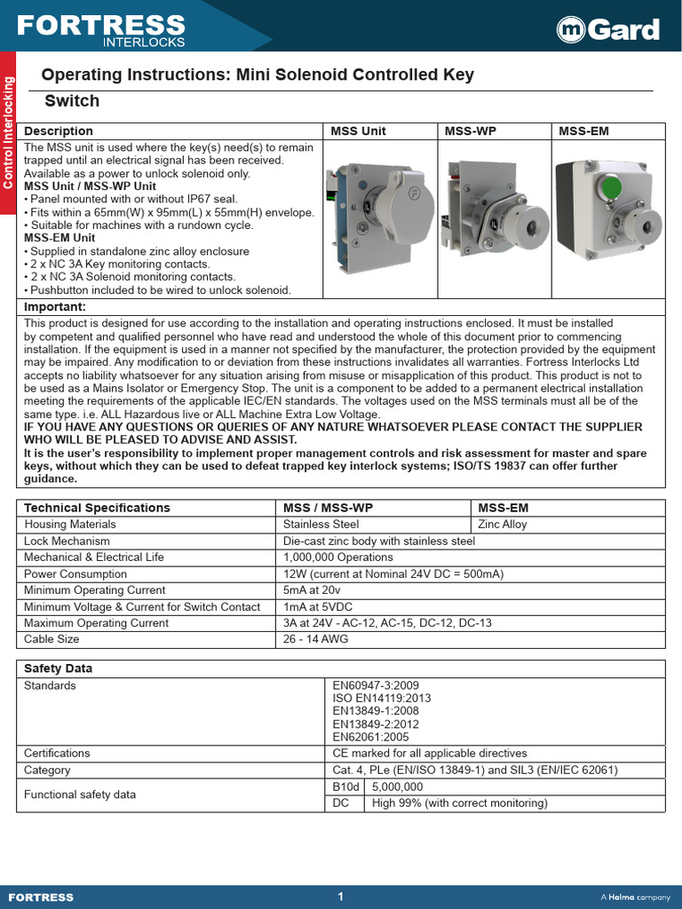 Mini Solenoid Switches Operating Instructions August 2023 V1.1 | PDF ...