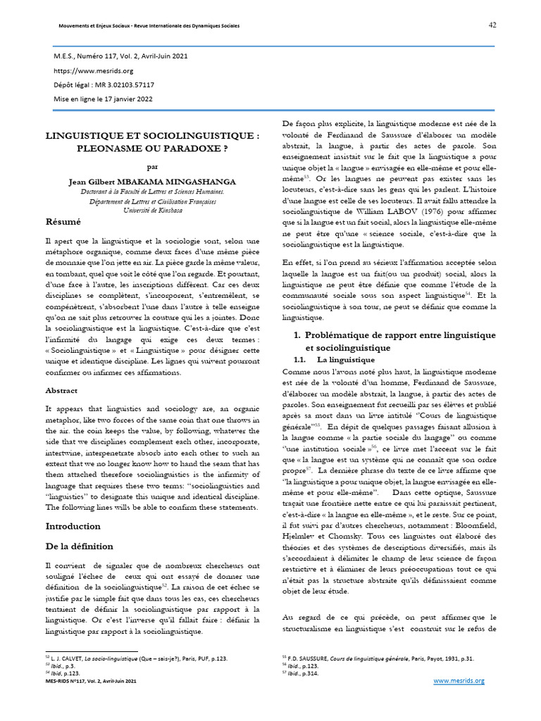 Linguistique et Sociolinguistique Unies | PDF | Sociolinguistique ...