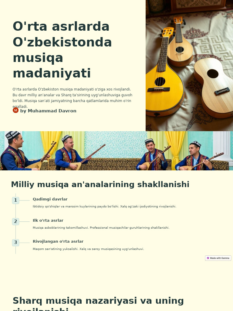 Orta Asrlarda Ozbekistonda Musiqa Madaniyati | PDF