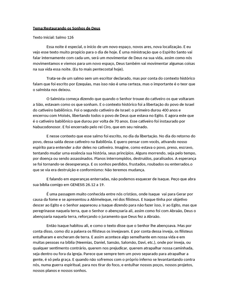 Restaurando Os Sonhos de Deus | PDF | Isaac | Abraão