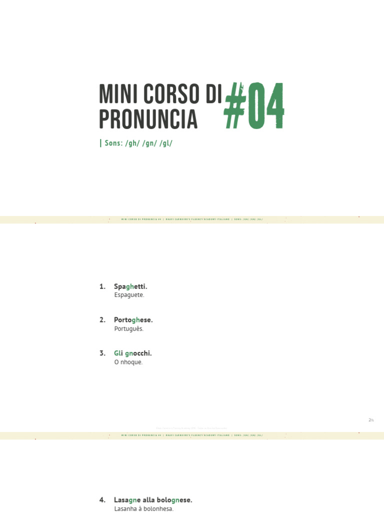 #04 Mini Corso Di Pronuncia PDF | PDF | Artes Linguísticas e Disciplina ...