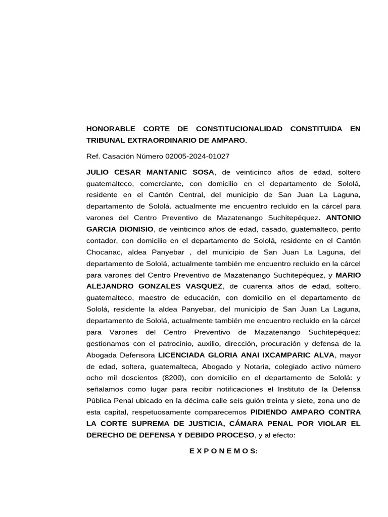 Amparo contra Corte Suprema de Justicia | PDF | Sentencia (ley) | Apelación