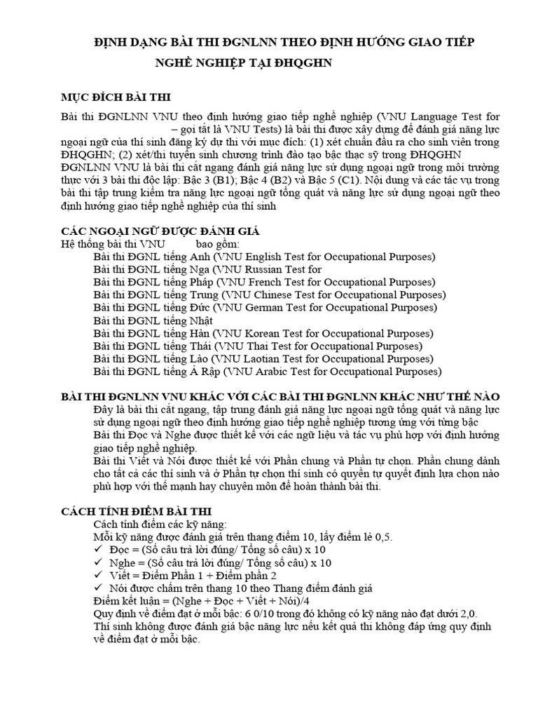 Đinh D NG Bài Thi VNU Tests | PDF