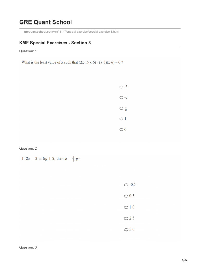 GRE Quant Special Exercises Section 3 | PDF | Teaching Methods ...