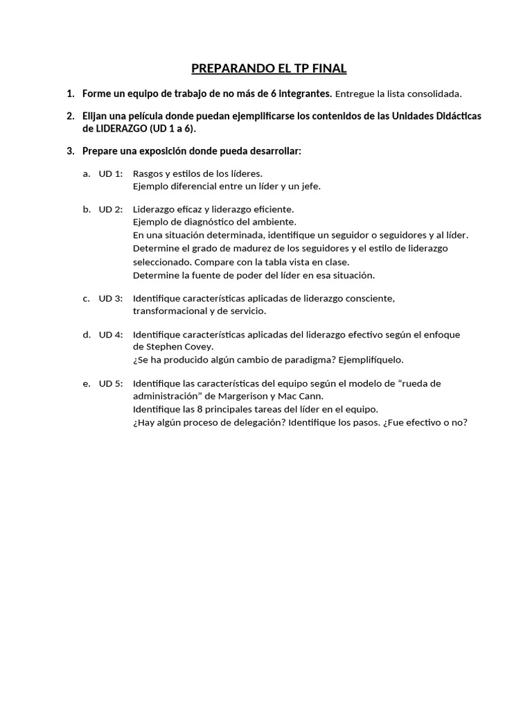 Preparación TP Final de Liderazgo | PDF | Crecimiento personal y ...