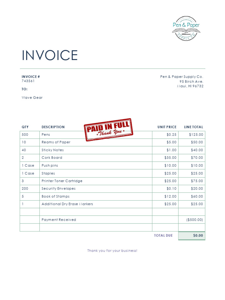 Office Supplies Invoice | PDF