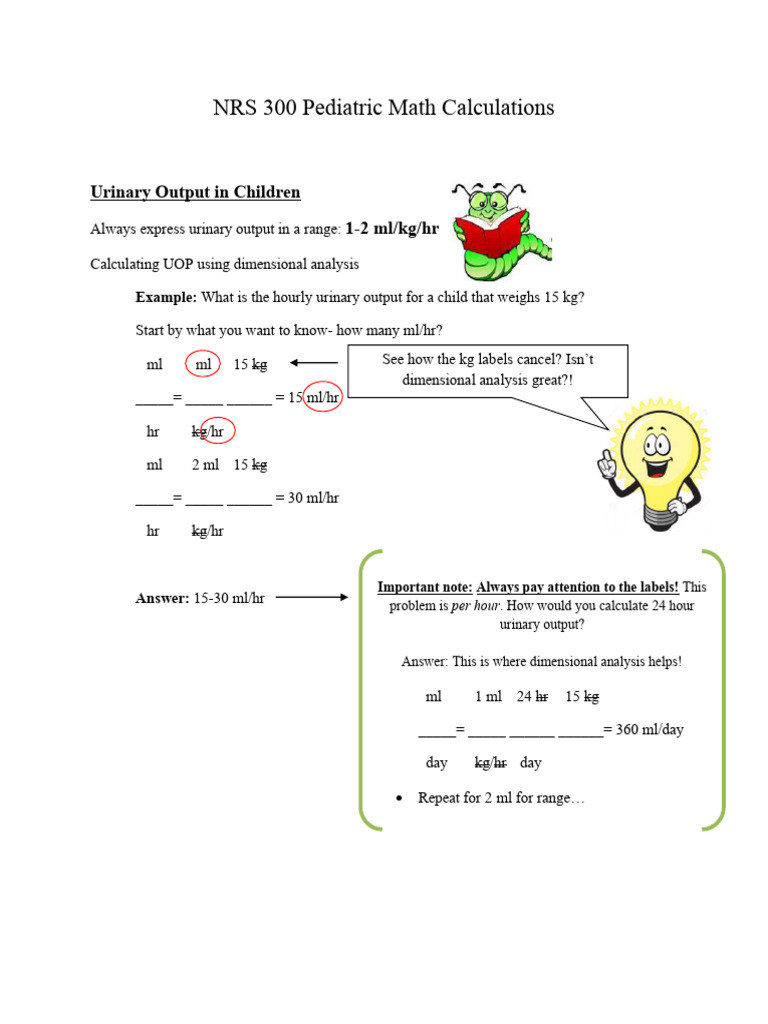 NRS 300 Peds Math Calculations | PDF | Dose (Biochemistry) | Chemistry