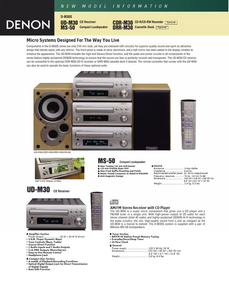 Denon UD-M30 Micro Component Overview | PDF | Loudspeaker | Sound