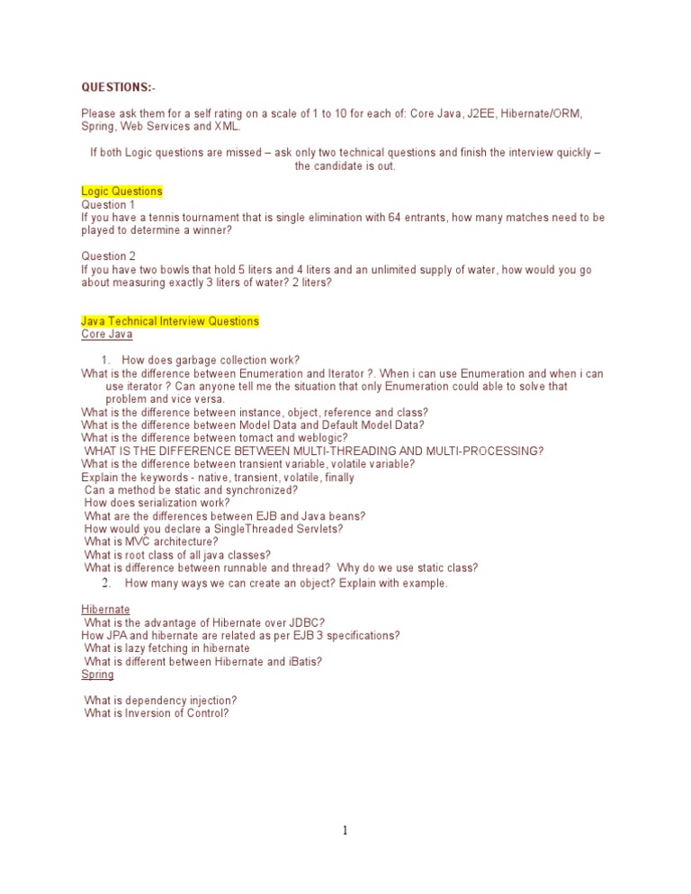Java Technical Interview Questions Guide | PDF | Career & Growth ...