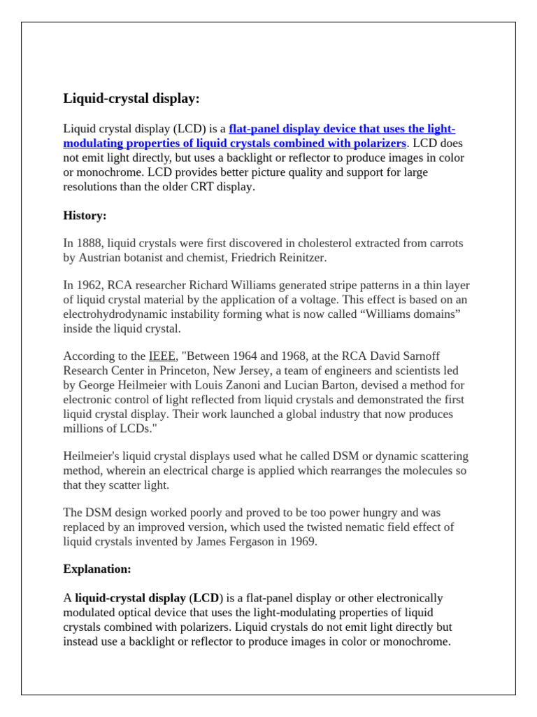 Liquid Crystal Display Pdf Liquid Crystal Display Liquid Crystal