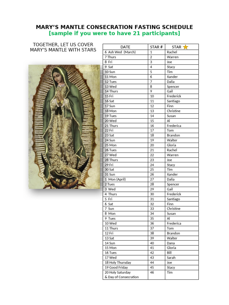 Fasting Schedule Sample Pdf Lent March Observances