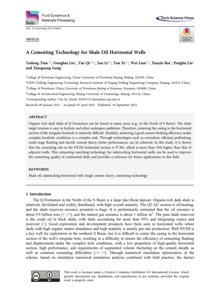 Advanced Cementing for Shale Oil Wells | PDF | Casing (Borehole) | Oil Well