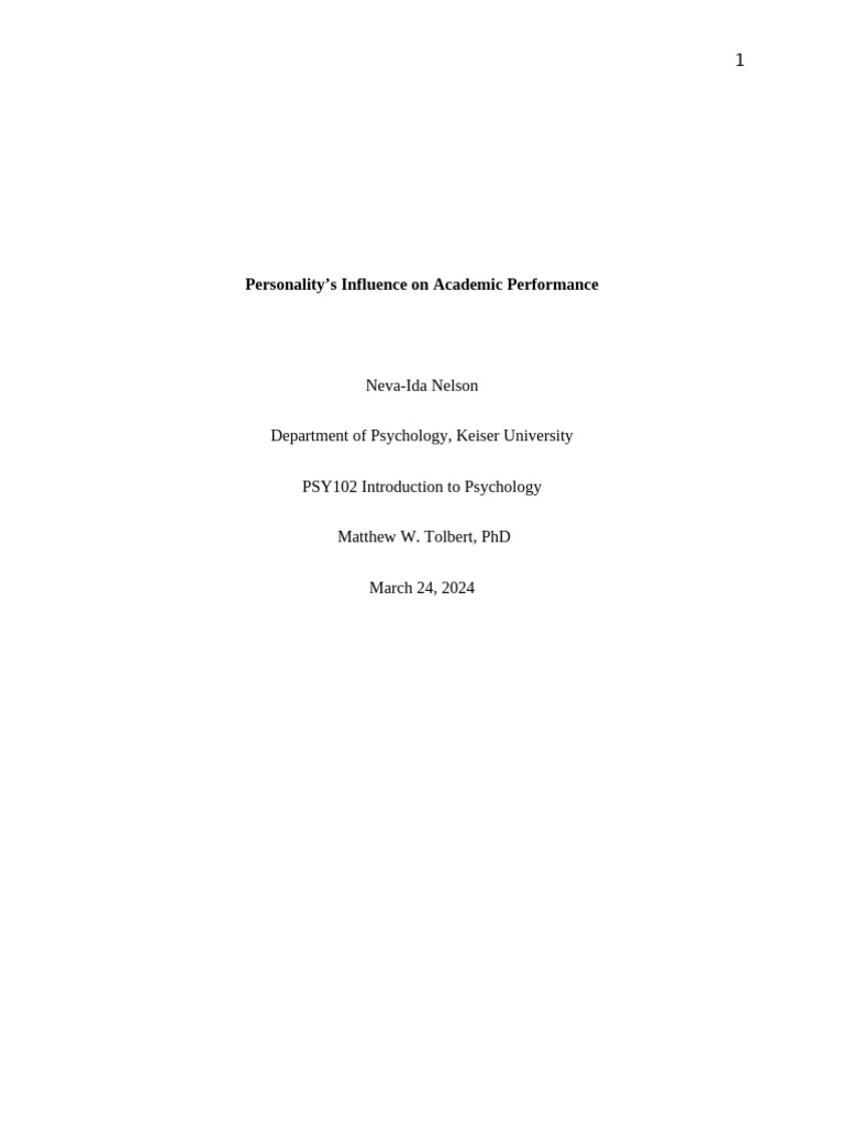 Personality Traits and Academic Success | PDF | Extraversion And ...