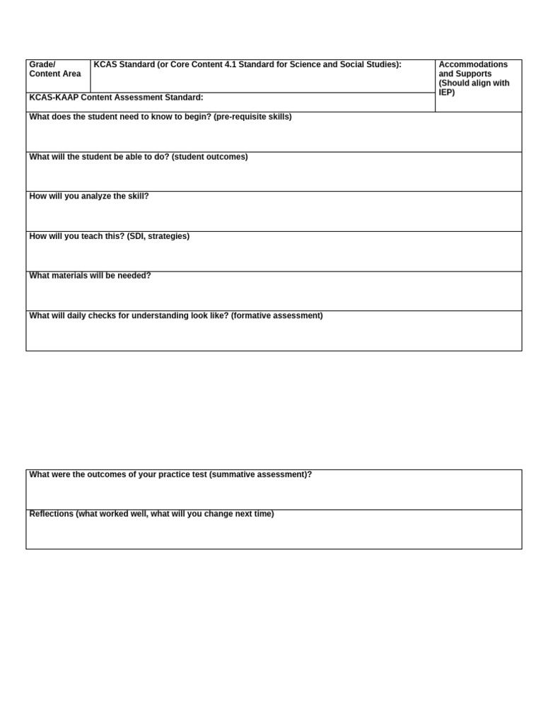 Instructional Planning Tool