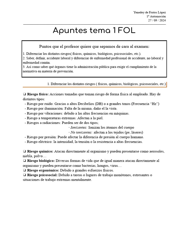 Apuntes Tema 1 y 2 FOL Yenedey de Frutos López | PDF | Radiación