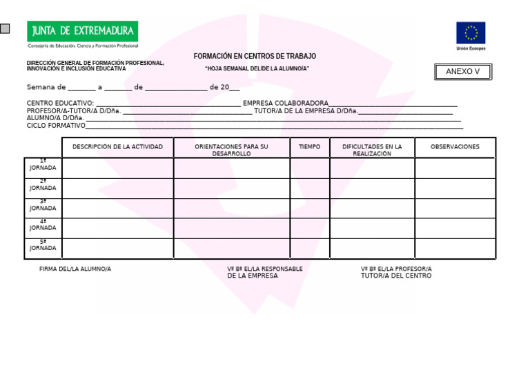 Hoja Semanal de Formación Laboral | PDF | Crecimiento personal y ...