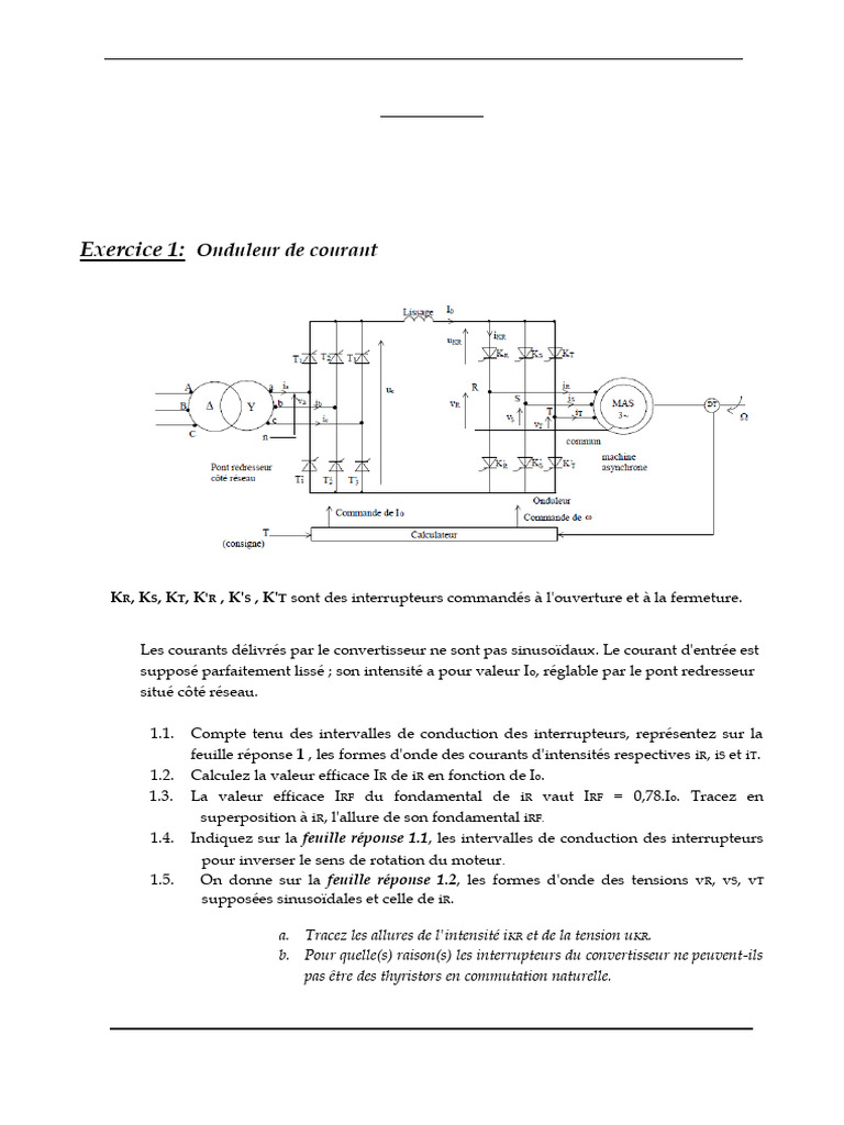 Onduleurs Triphasés : TD Électronique de Puissance | PDF | Onduleur ...