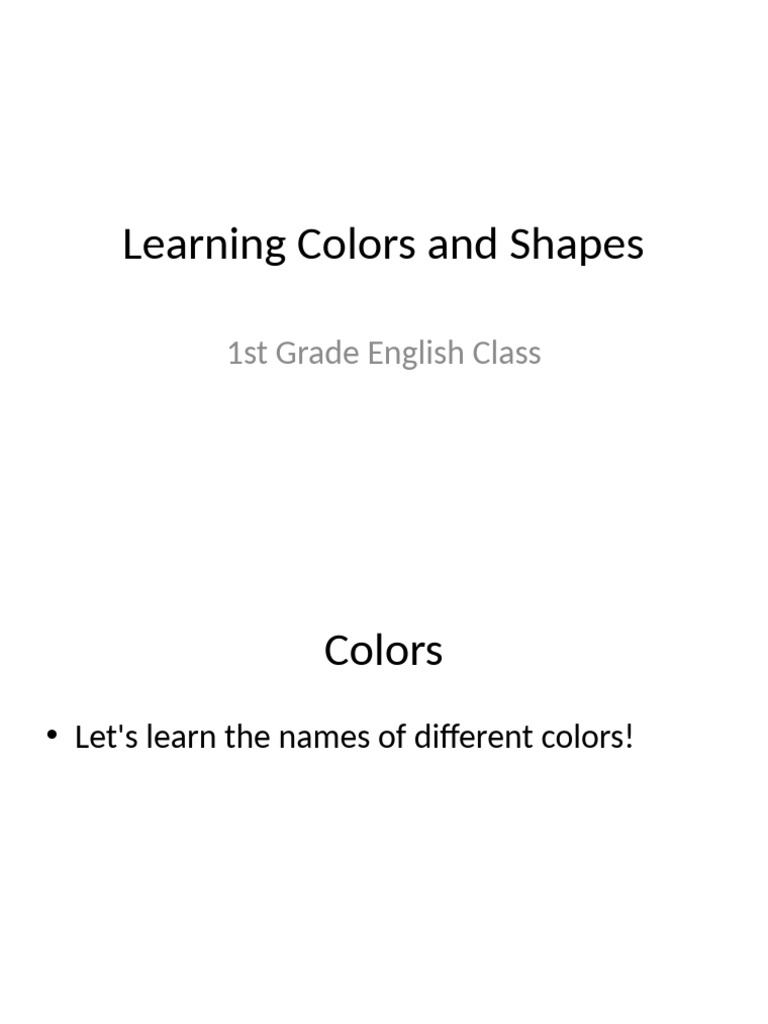 Colors and Shapes Teaching Presentation Fixed | PDF