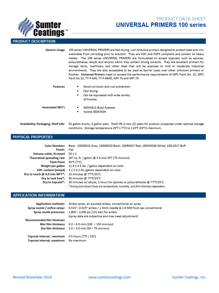 100 Series Universal Primers Overview | PDF | Paint | Humidity