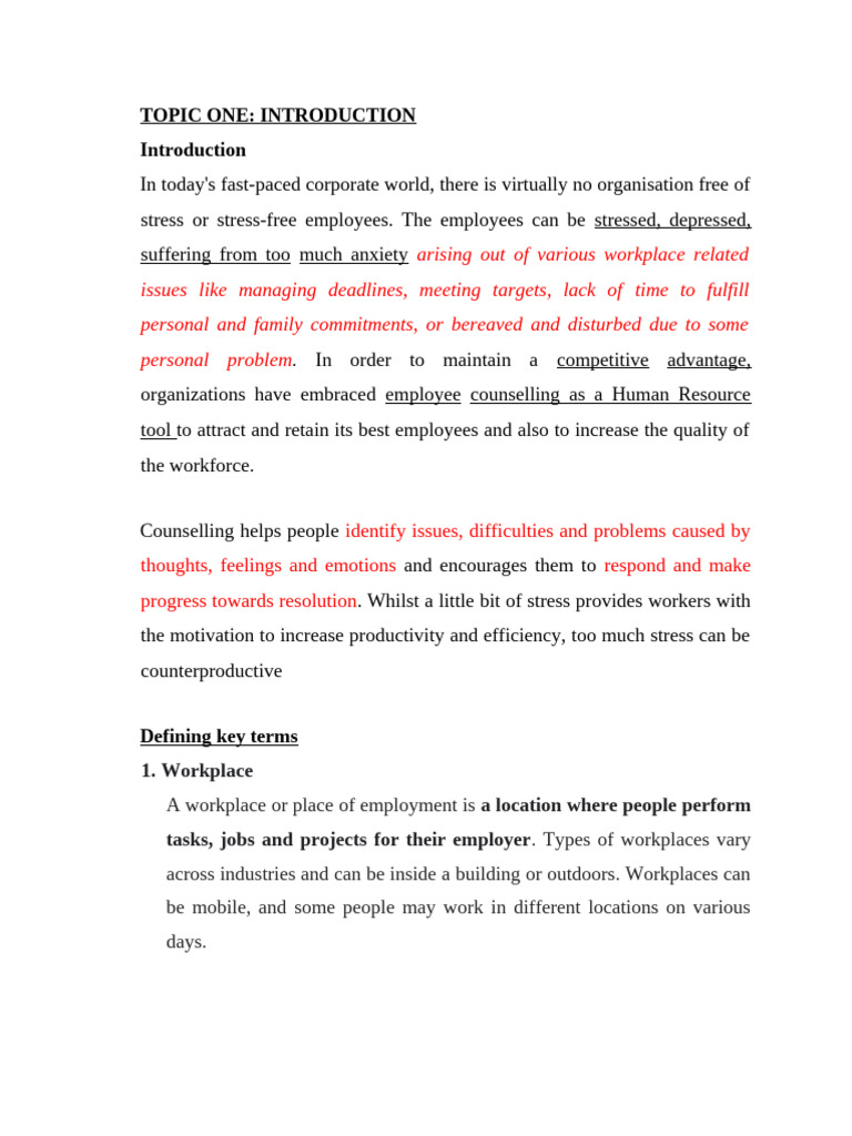 Introduction To Career and Workplace Counseling - Topic 1 | PDF ...