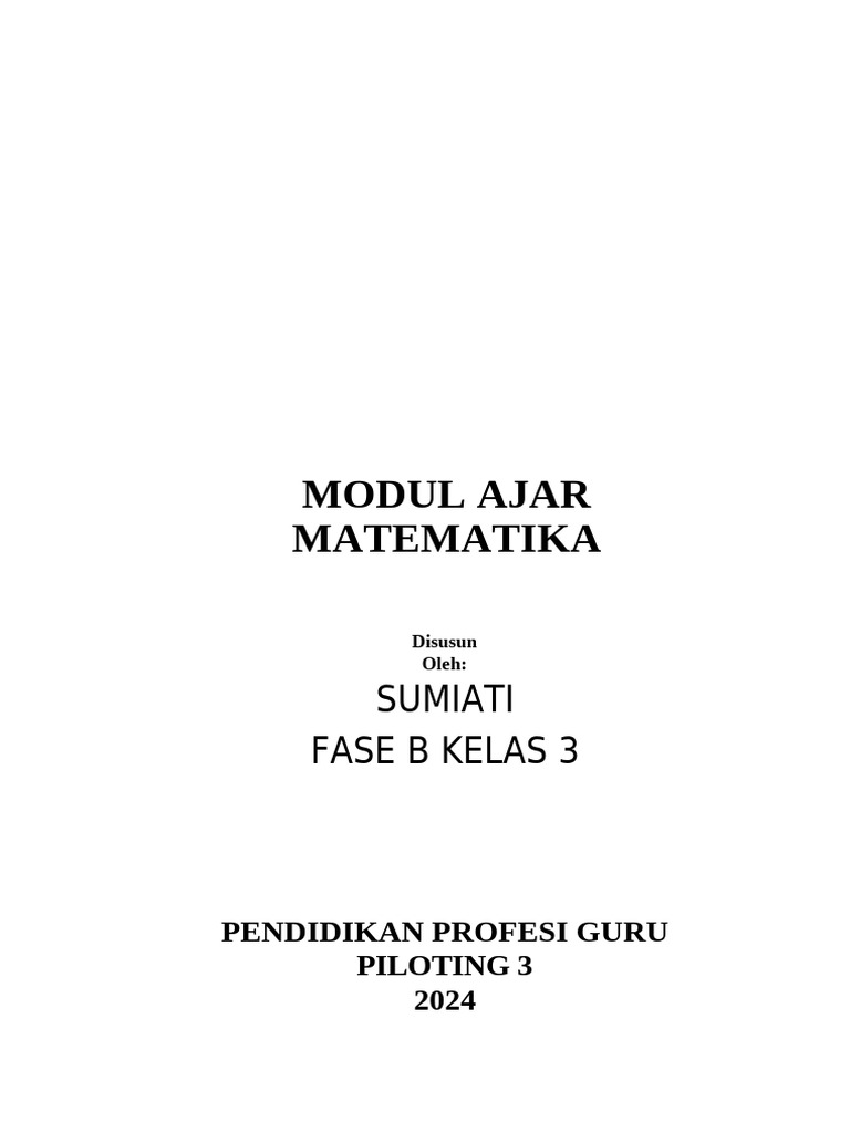 Modul Ajar Matematika Kelas 3 SD | PDF | Karier & Perkembangan