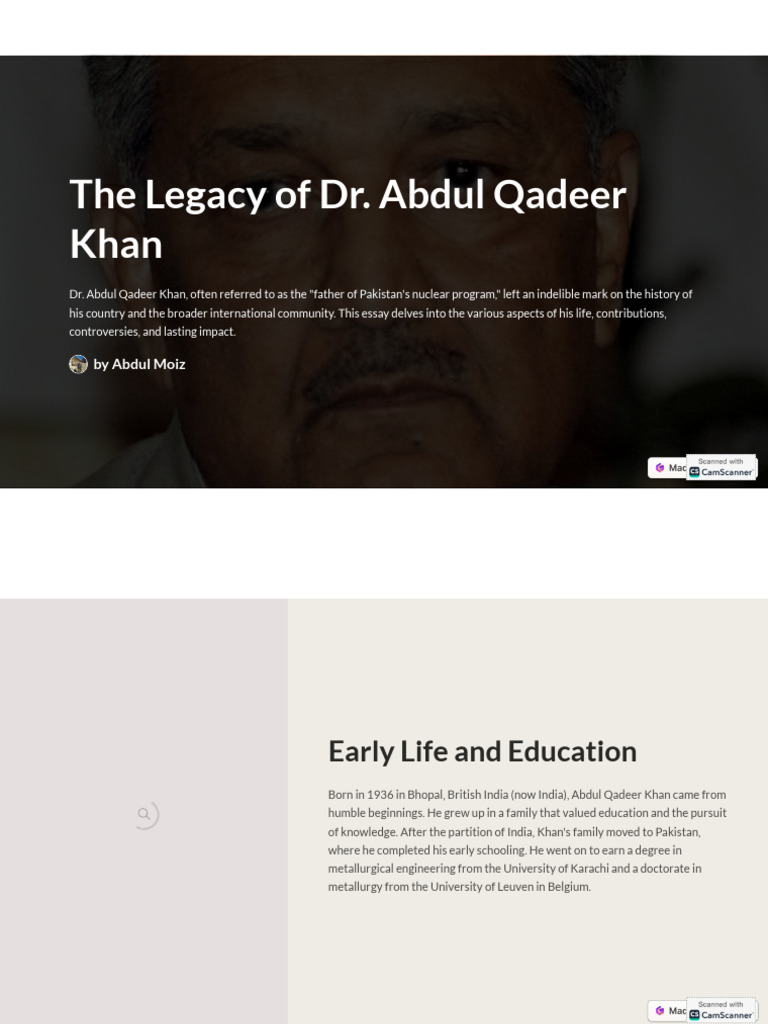 Legacy of Dr. Abdul Qadeer Khan | PDF | Nuclear Proliferation | Pakistan