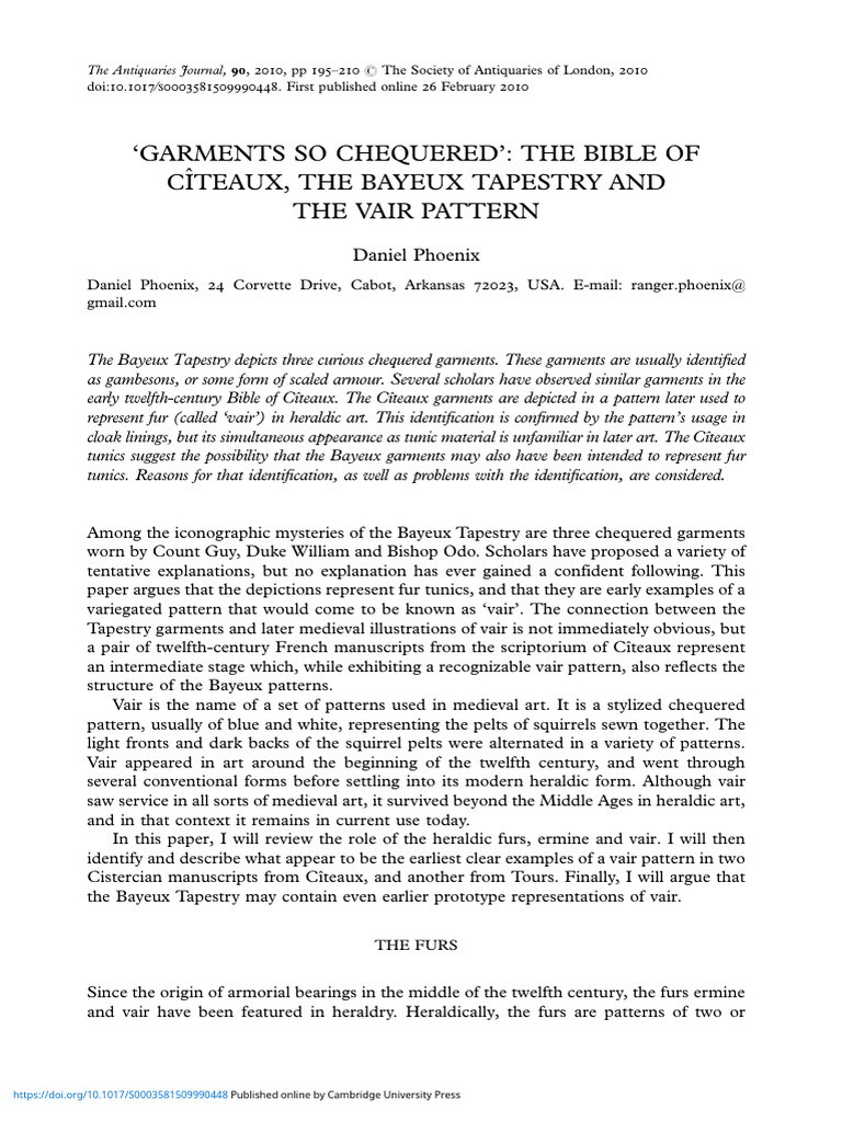 Vair Patterns in Bayeux Tapestry Analysis | PDF | Heraldry