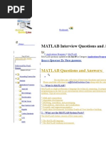 MATLAB Questions and Answers