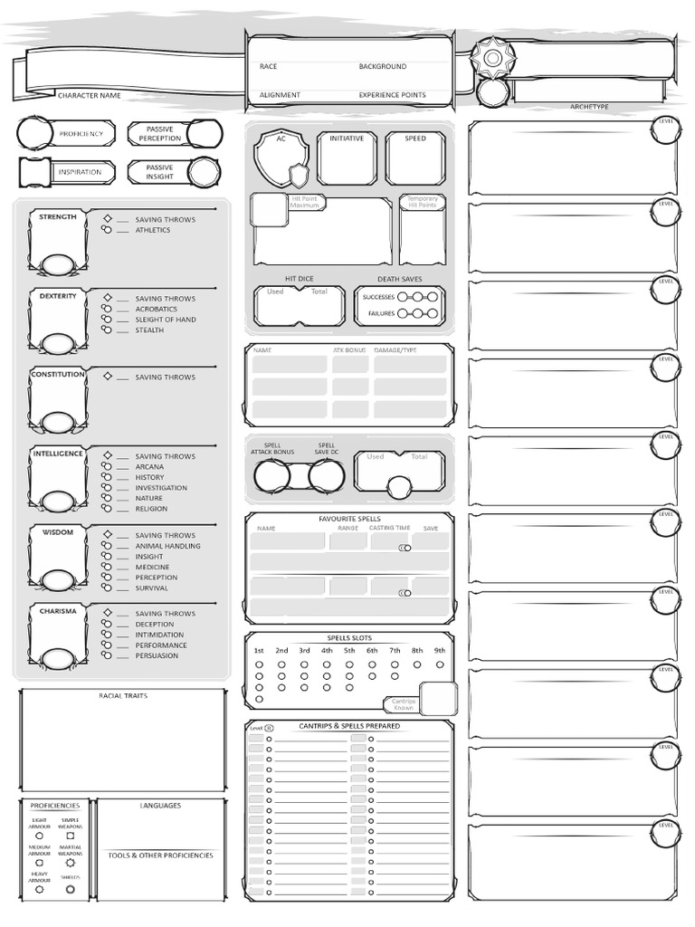 Class Character Sheet Caster-C V11 | PDF