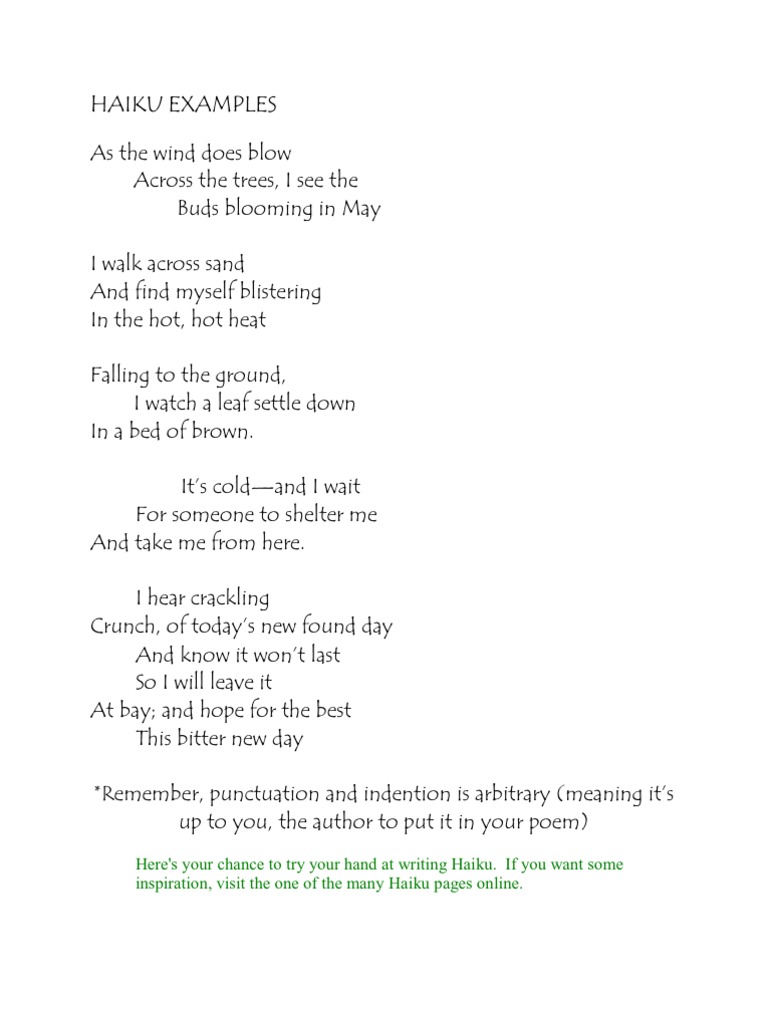 Haiku Examples | PDF