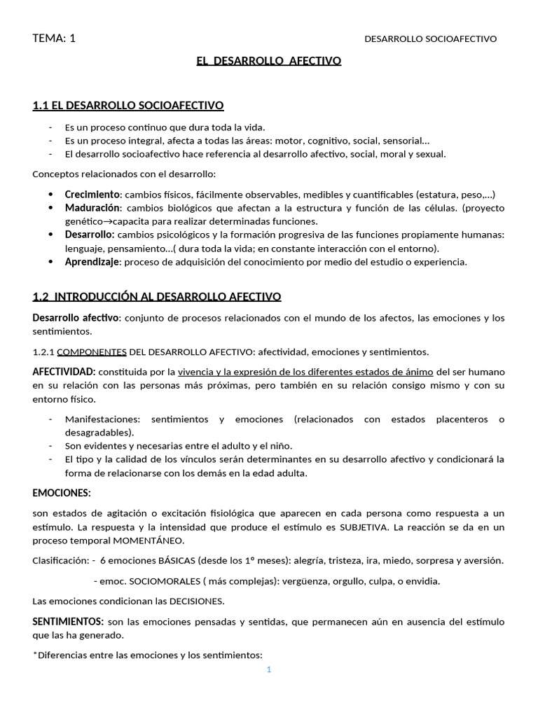 Desarrollo Socioafectivo y Emocional Infantil | PDF | Teoría de apego ...