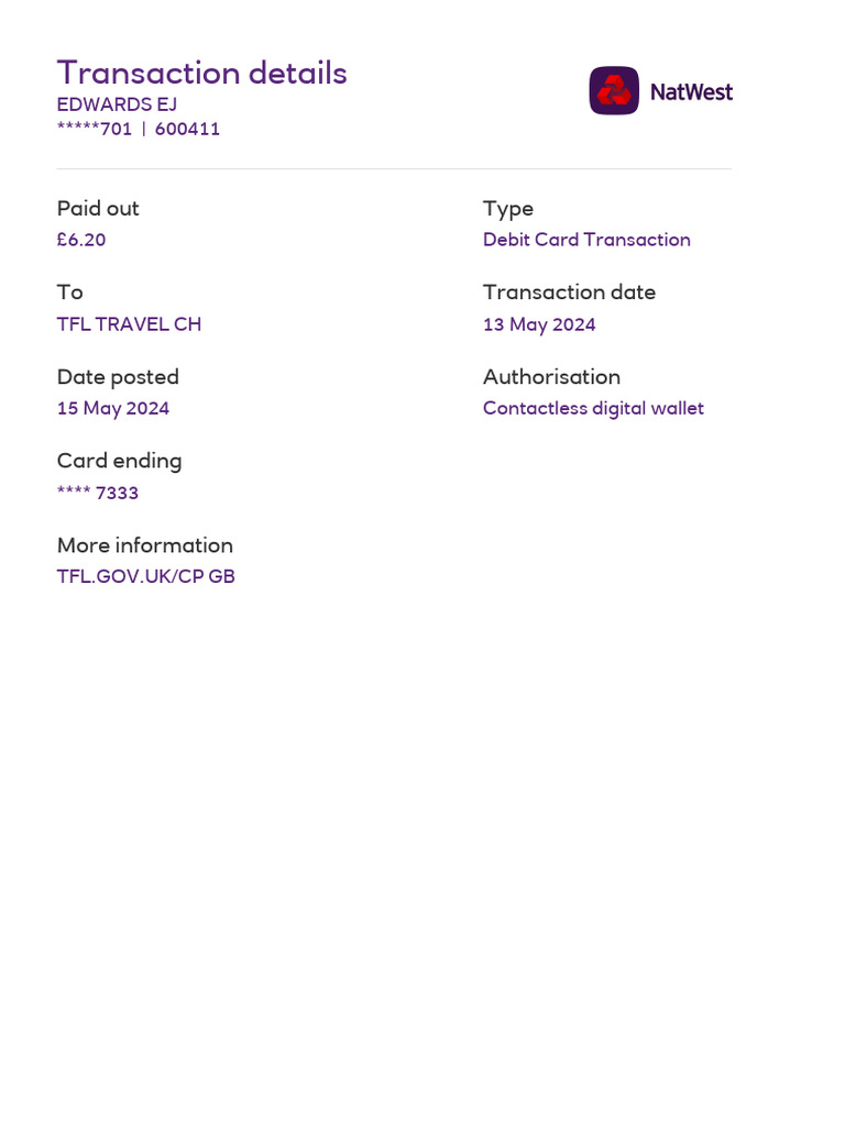 TXN - 03062024 - TFL - Trav 4 | PDF | Finance & Money Management
