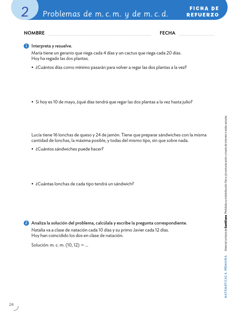Refuerzo problemas mcd y mcm pdf