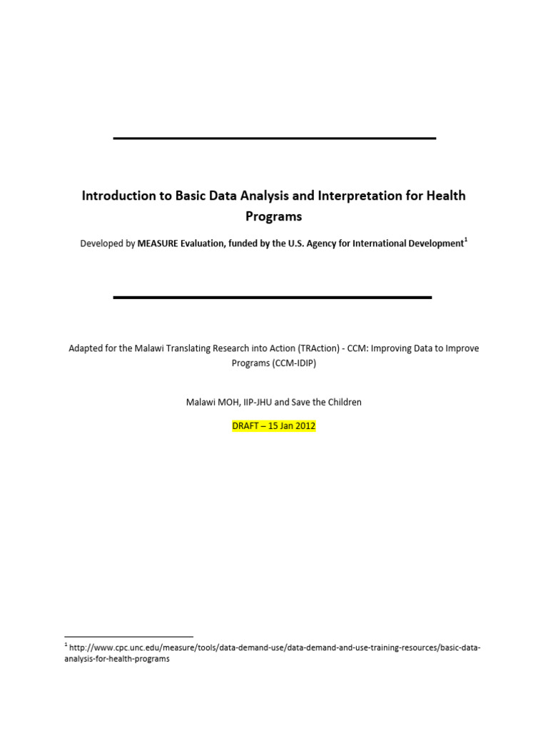 Basic Data Analysis for Health Programs | PDF | Chart | Data Analysis