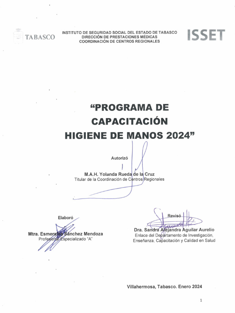 Programa de Capacitacion de Higiene de Manos 2024 Feb | PDF