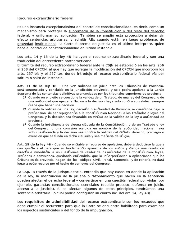 Recurso Extraordinario Federal | PDF | Sentencia (ley) | Caso de ley