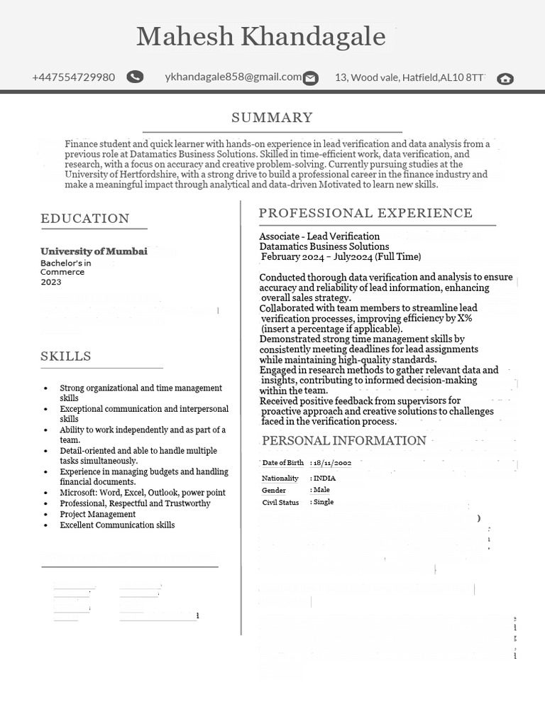 Mahesh Resume | PDF | Engineer | Business