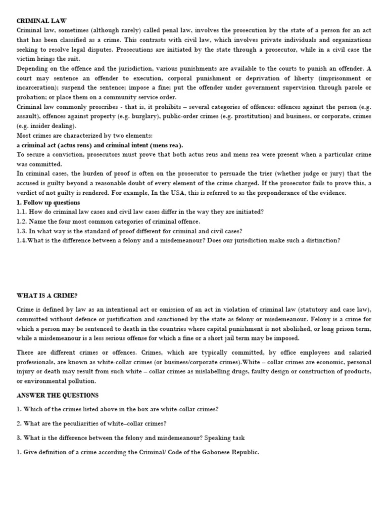 Understanding Criminal Law Basics | PDF | Crimes | Crime & Violence