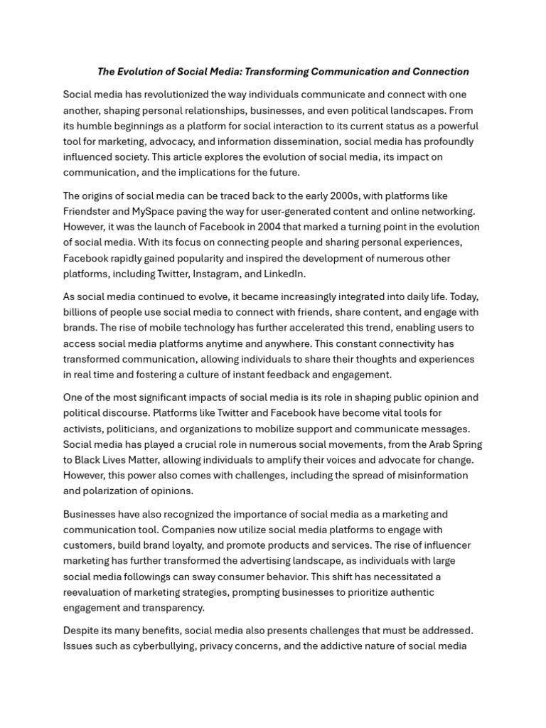 Social Media: Impact and Evolution | PDF | Social Media | Popular ...