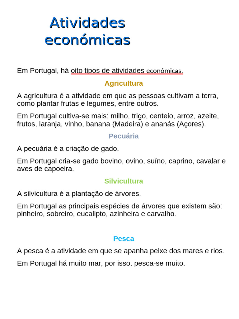 Tipos de Atividades Econômicas em Portugal | PDF | Tecnologia e Engenharia