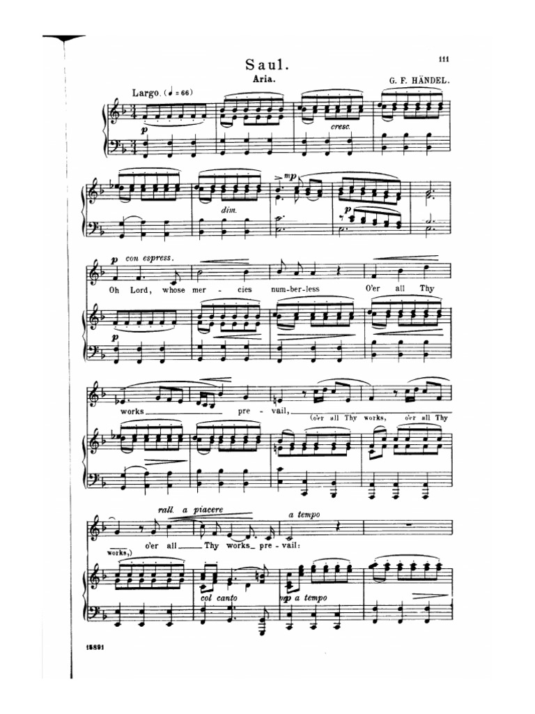 Handel - Saul - O Lord, Whose Mercies Numberless | PDF